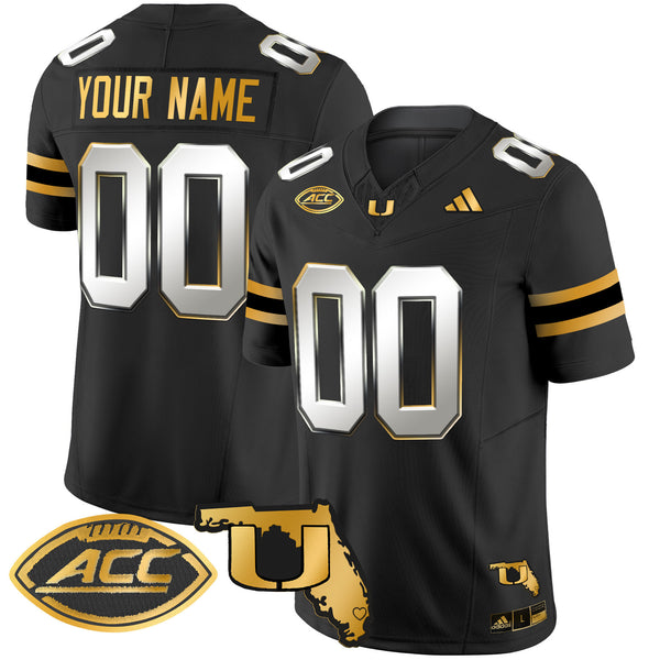 Miami Hurricanes 2025 Florida Patch Gold Vapor Limited Custom Jersey - All Stitched