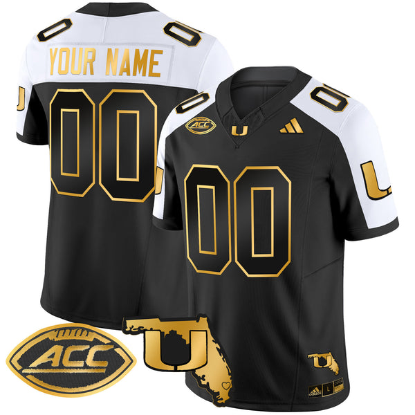 Miami Hurricanes 2025 Florida Patch Gold Vapor Limited Custom Jersey - All Stitched