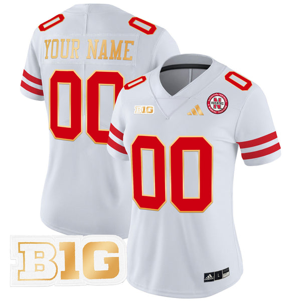 Nebraska Cornhuskers 2025 Gold Trim Vapor Limited Custom Jersey - All Stitched
