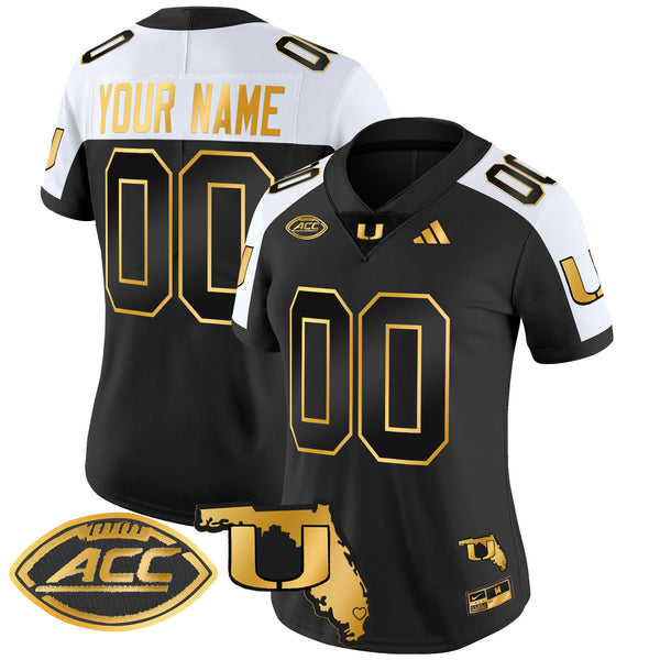 Miami Hurricanes 2025 Florida Patch Gold Vapor Limited Custom Jersey - All Stitched