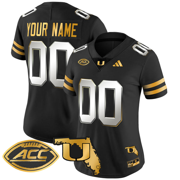 Miami Hurricanes 2025 Florida Patch Gold Vapor Limited Custom Jersey - All Stitched