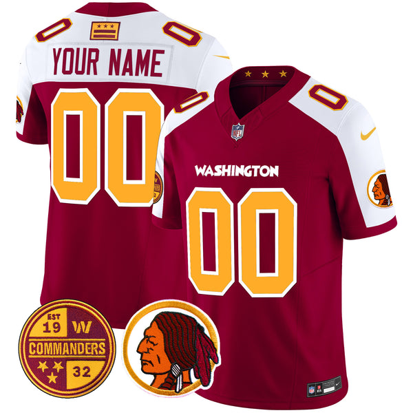 Washington Half Redskins & Commanders Vapor Limited Custom Jersey - All Stitched