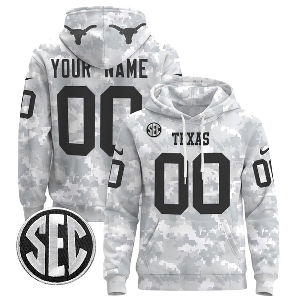 Texas Longhorns 2024 Salute to Service Custom Pullover Hoodie - All Stitched