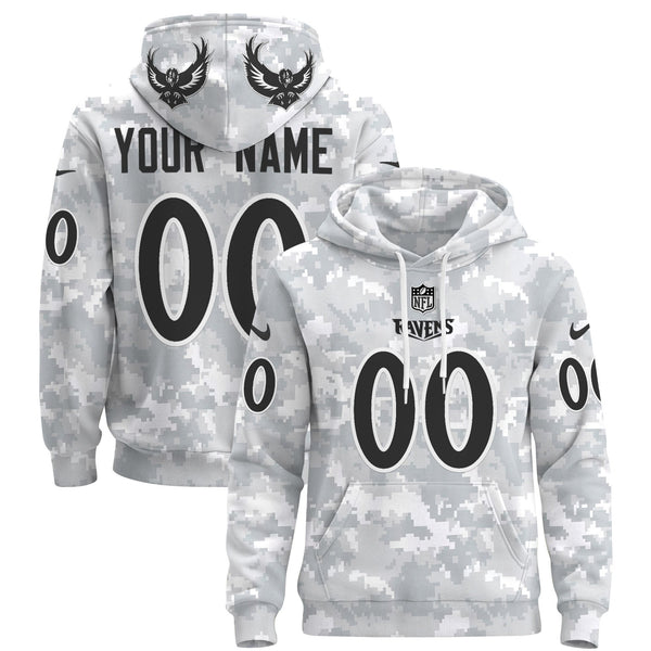 Ravens 2024 Salute to Service Custom Pullover Hoodie - All Stitched