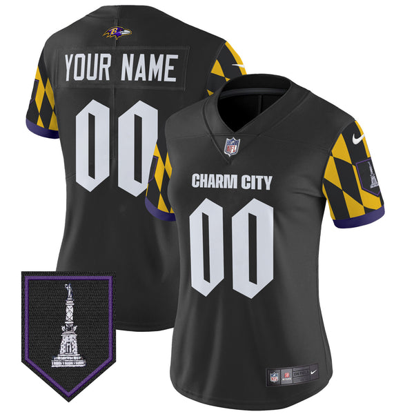 Ravens City Edition Patch Vapor Limited Custom Jersey - All Stitched