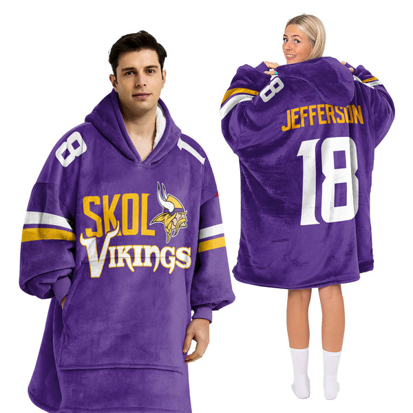 Adult Skol JJ 18 Minnesota Football Unisex Blanket Hoodie