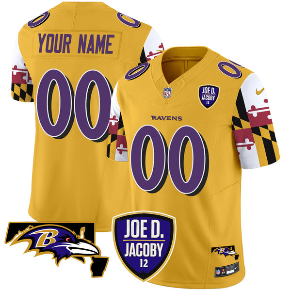 Ravens Joe D & Jacoby Patch Vapor Limited Custom Jersey V2 - All Stitched