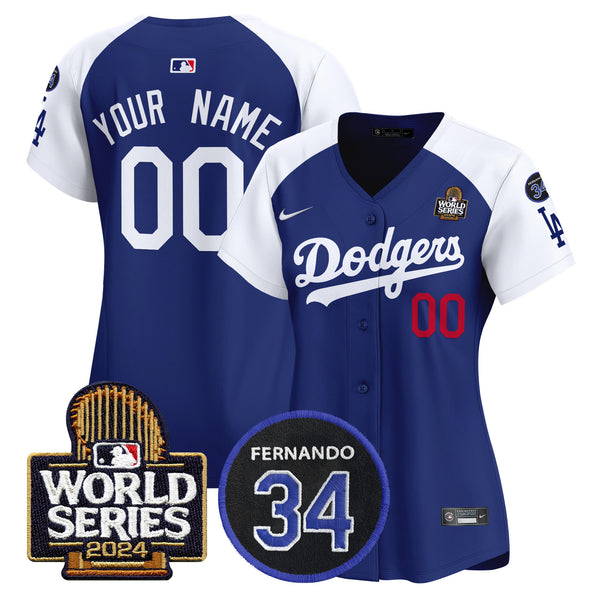 Dodgers Fernando Memorial & 2024 World Series Patch Vapor Premier Limited Custom Jersey V2 - All Stitched
