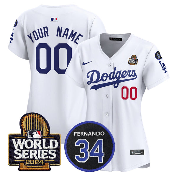 Dodgers Fernando Memorial & 2024 World Series Patch Vapor Premier Limited Custom Jersey V2 - All Stitched