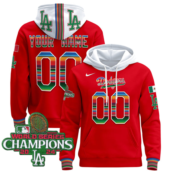 Dodgers Mexico 2024 World Series Champions Custom Pullover Hoodie - All Stitched