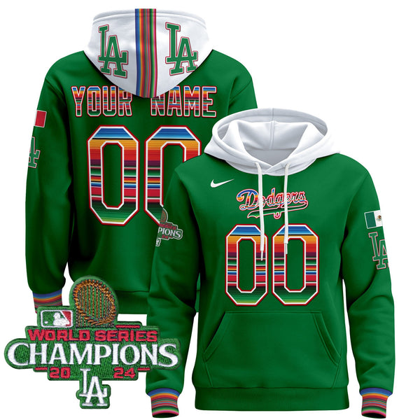 Dodgers Mexico 2024 World Series Champions Custom Pullover Hoodie - All Stitched