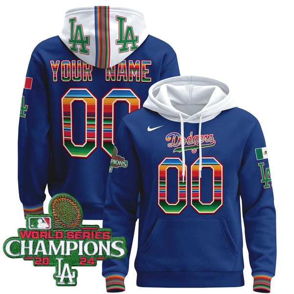 Dodgers Mexico 2024 World Series Champions Custom Pullover Hoodie - All Stitched