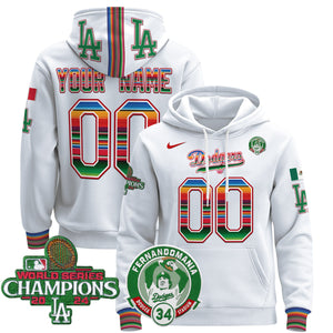 Dodgers Mexico 2024 World Series Champions Custom Pullover Hoodie V3 - All Stitched