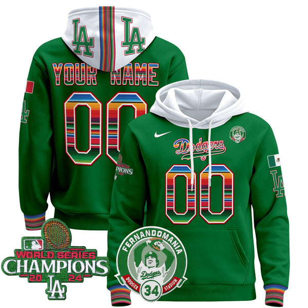 Dodgers Mexico 2024 World Series Champions Custom Pullover Hoodie V3 - All Stitched