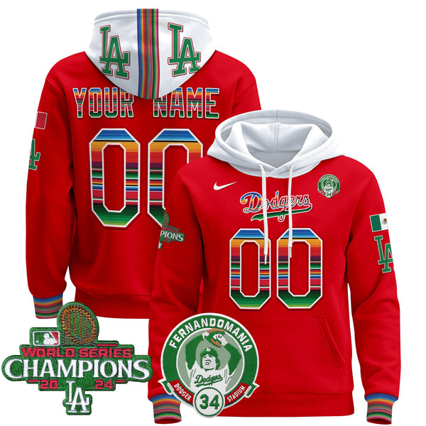 Dodgers Mexico 2024 World Series Champions Custom Pullover Hoodie V3 - All Stitched