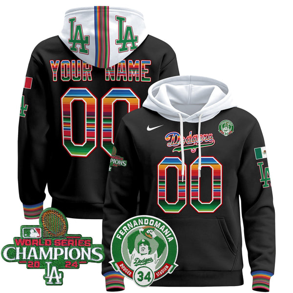 Dodgers Mexico 2024 World Series Champions Custom Pullover Hoodie V3 - All Stitched