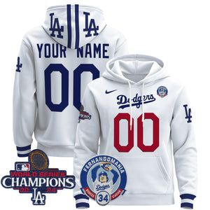 Dodgers Fernando & 2024 World Series Champions Patch Custom Pullover Hoodie - All Stitched