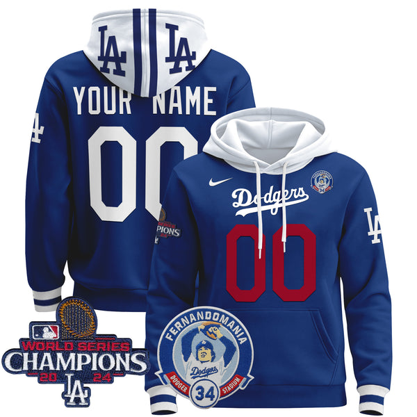 Dodgers Fernando & 2024 World Series Champions Patch Custom Pullover Hoodie - All Stitched