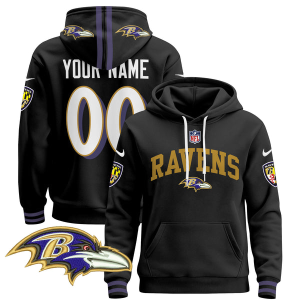 Baltimore Ravens 2024 Custom Pullover Hoodie V2 - All Stitched