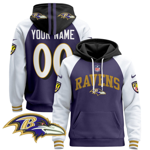 Baltimore Ravens 2024 Custom Pullover Hoodie V2 - All Stitched