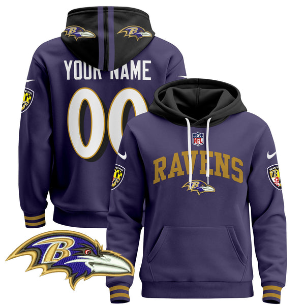 Baltimore Ravens 2024 Custom Pullover Hoodie V2 - All Stitched