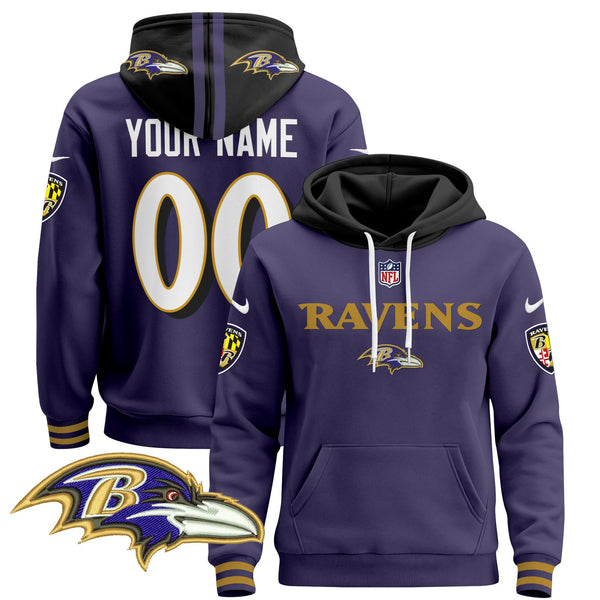 Baltimore Ravens 2024 Custom Pullover Hoodie V3 - All Stitched