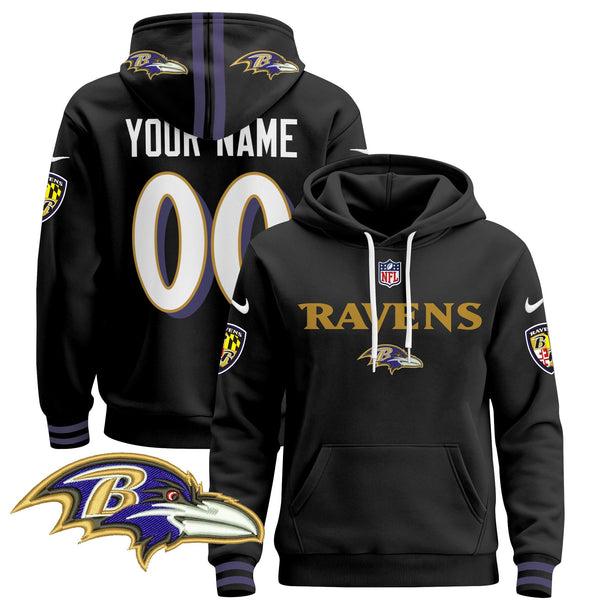 Baltimore Ravens 2024 Custom Pullover Hoodie V3 - All Stitched