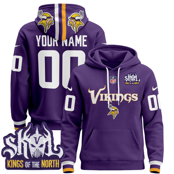 Minnesota Vikings 2025 Custom Pullover Hoodie V2 - All Stitched