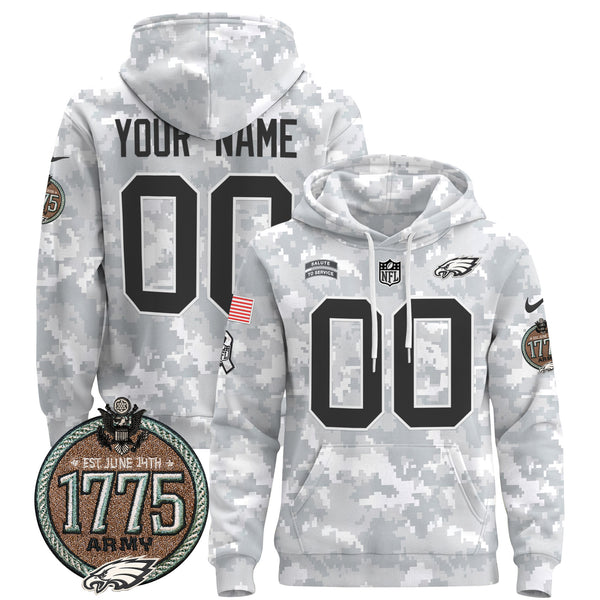 Philadelphia Eagles 2024 Salute to Service Establishment Year Patch Custom Pullover Hoodie - All Stitched