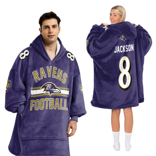 Adult L.J 8 Baltimore Football Unisex Blanket Hoodie