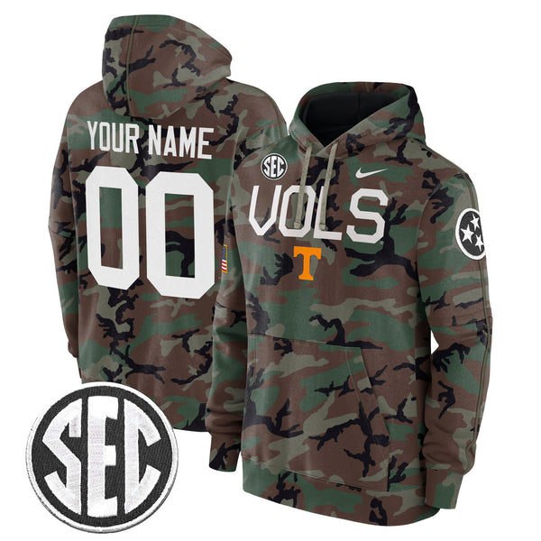 Tennessee Volunteers 2024 Military Custom Fleece Pullover Hoodie - All Stitched