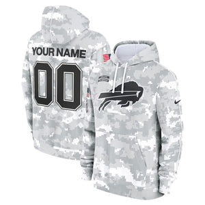 Buffalo Bills 2024 Salute to Service Custom Fleece Pullover Hoodie - All stitched