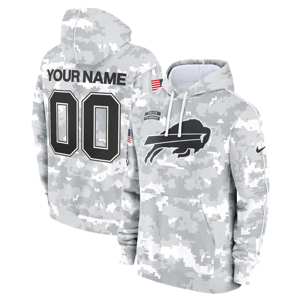 Buffalo Bills 2024 Salute to Service Custom Fleece Pullover Hoodie - All stitched
