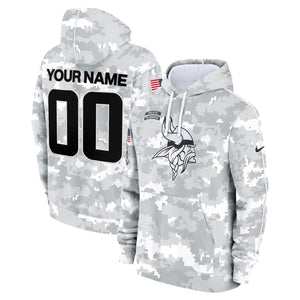Minnesota Vikings 2024 Salute to Service Custom Fleece Pullover Hoodie - All stitched