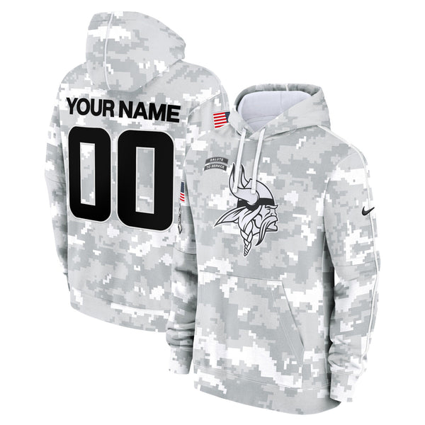 Minnesota Vikings 2024 Salute to Service Custom Fleece Pullover Hoodie - All stitched