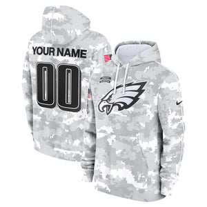 Philadelphia Eagles 2024 Salute to Service Custom Fleece Pullover Hoodie - All stitched