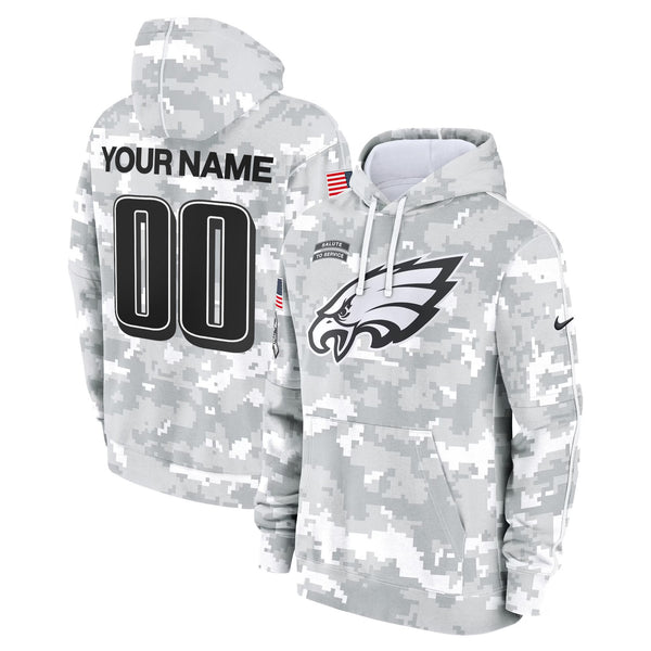 Philadelphia Eagles 2024 Salute to Service Custom Fleece Pullover Hoodie - All stitched