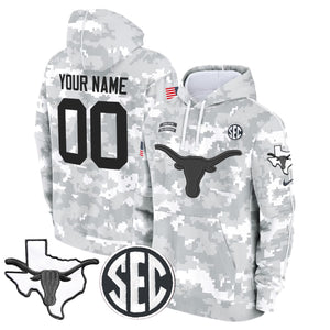 Texas Longhorns 2024 Salute to Service Custom Fleece Pullover Hoodie - All Stitched
