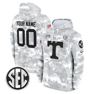 Tennessee Volunteers 2024 Salute to Service Custom Fleece Pullover Hoodie - All Stitched