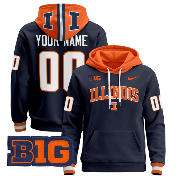 Illinois Fighting Illini 2024 Custom Pullover Hoodie V2 - All Stitched