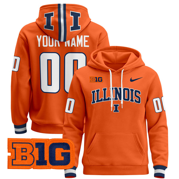 Illinois Fighting Illini 2024 Custom Pullover Hoodie V2 - All Stitched