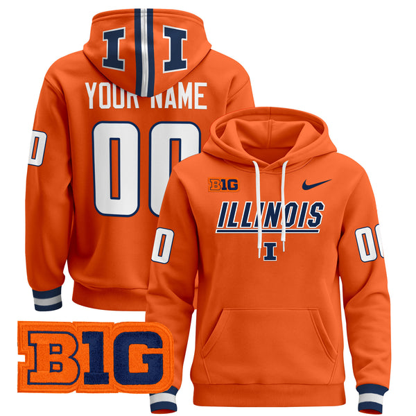 Illinois Fighting Illini 2024 Custom Pullover Hoodie V3 - All Stitched