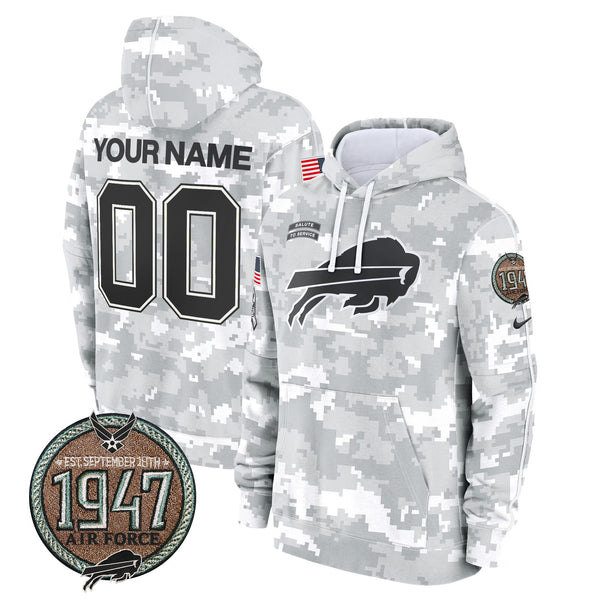 Buffalo Bills 2024 Salute to Service Establishment Year Patch Custom Fleece Pullover Hoodie - All Stitched