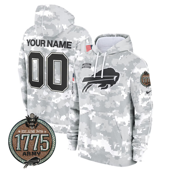 Buffalo Bills 2024 Salute to Service Establishment Year Patch Custom Fleece Pullover Hoodie - All Stitched