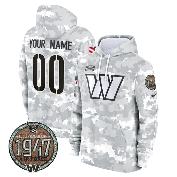 Commanders 2024 Salute to Service Establishment Year Patch Custom Fleece Pullover Hoodie - All Stitched