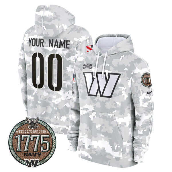 Commanders 2024 Salute to Service Establishment Year Patch Custom Fleece Pullover Hoodie - All Stitched