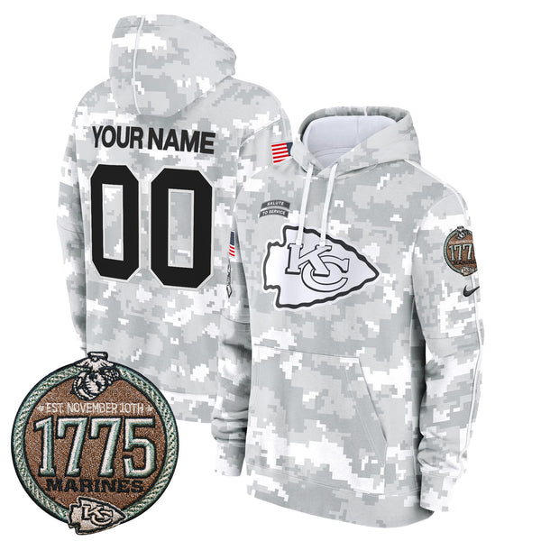 Chiefs 2024 Salute to Service Establishment Year Patch Custom Fleece Pullover Hoodie - All Stitched