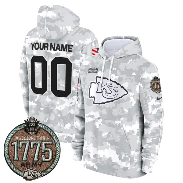 Chiefs 2024 Salute to Service Establishment Year Patch Custom Fleece Pullover Hoodie - All Stitched