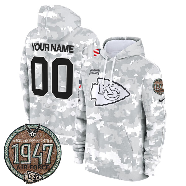 Chiefs 2024 Salute to Service Establishment Year Patch Custom Fleece Pullover Hoodie - All Stitched