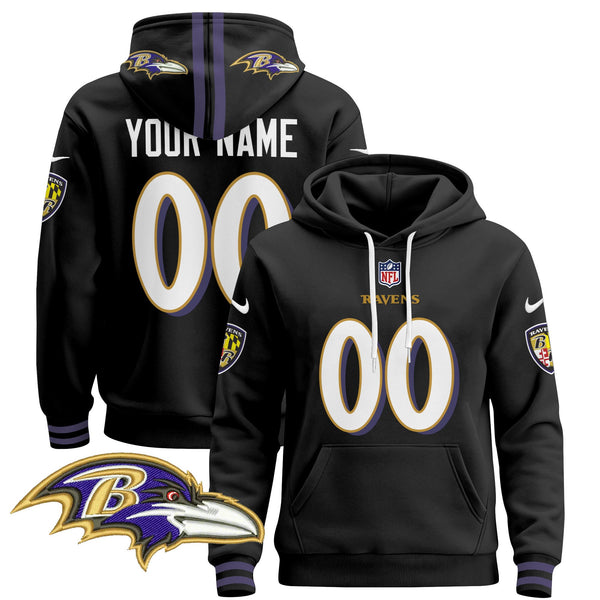 Baltimore Ravens 2024 Custom Pullover Hoodie V4 - All Stitched